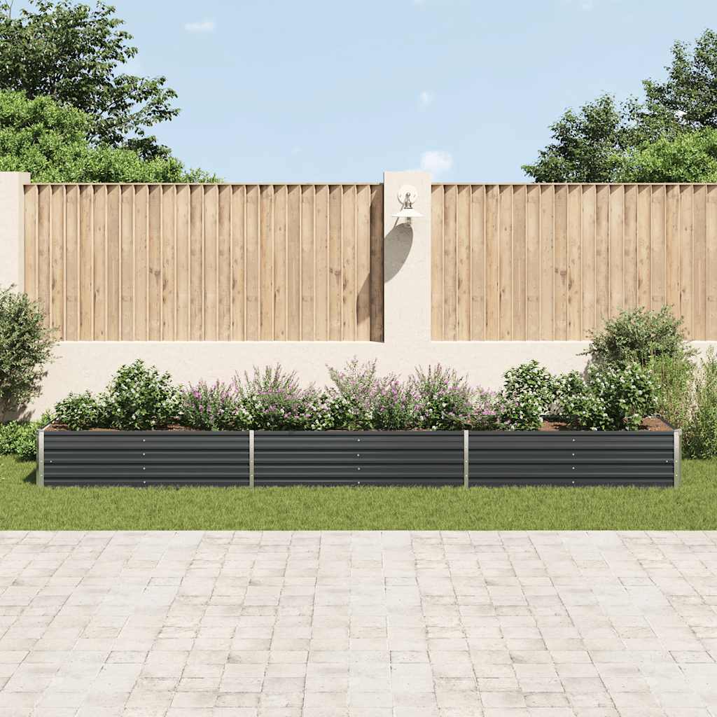 Vidaxl Planter surélevé 480x80x45 cm anthracite en acier galvanisé
