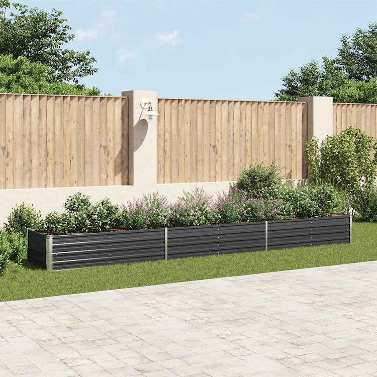 Vidaxl Planter surélevé 480x80x45 cm anthracite en acier galvanisé