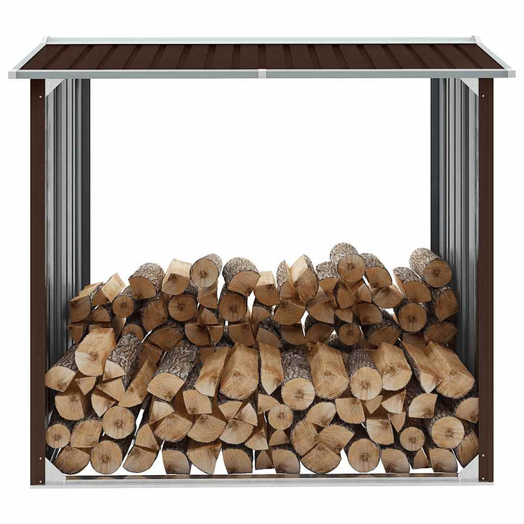 Vidaxl hangar de bois de chauffage 172x91x154 cm brun en acier galvanisé