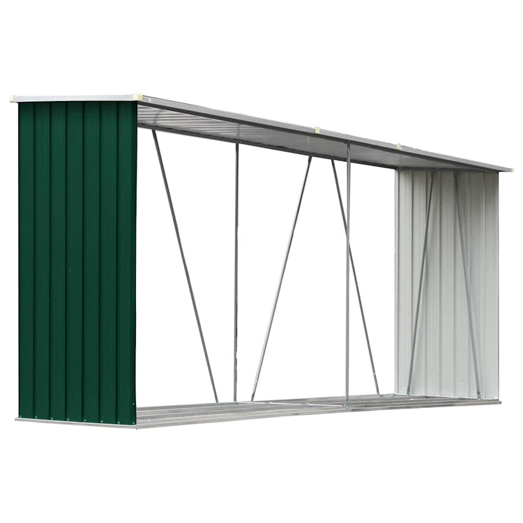 Vidaxl Hangar de bois de chauffage 330x84x152 cm en acier galvanisé vert