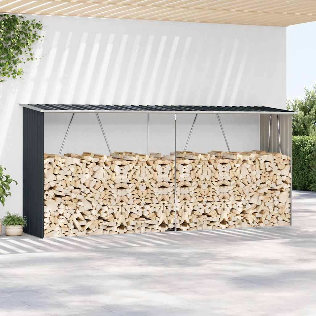 Vidaxl Sang de bois de chauffage 330x84x152 cm anthracite en acier galvanisé