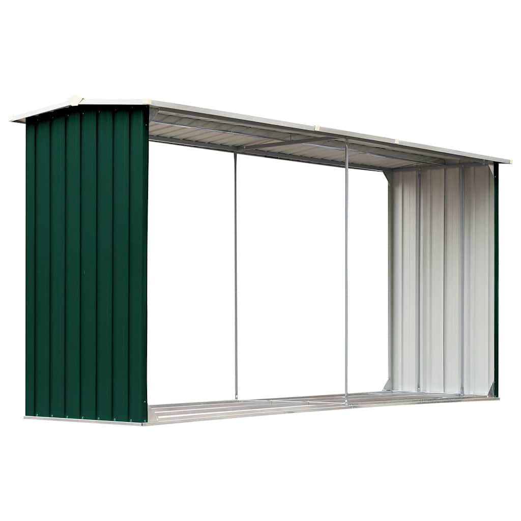 Vidaxl hangar de bois 330x92x153 cm en acier galvanisé vert