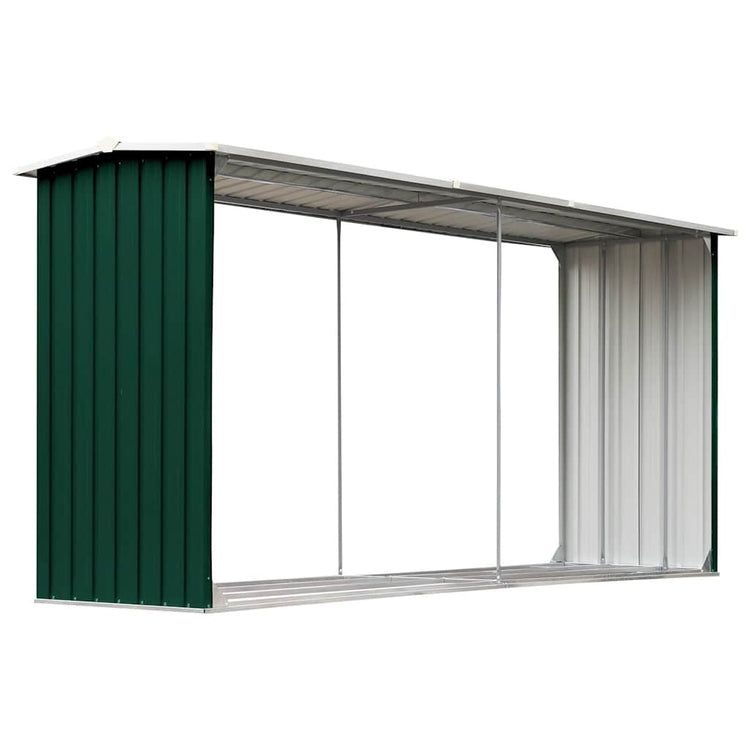 Vidaxl hangar de bois 330x92x153 cm en acier galvanisé vert