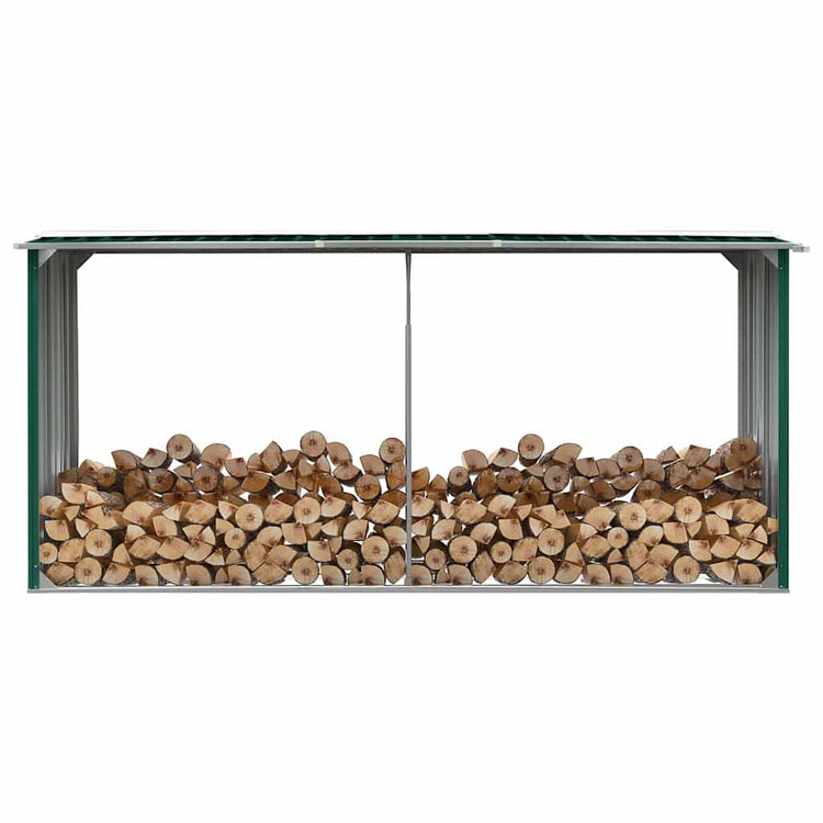 Vidaxl hangar de bois 330x92x153 cm en acier galvanisé vert