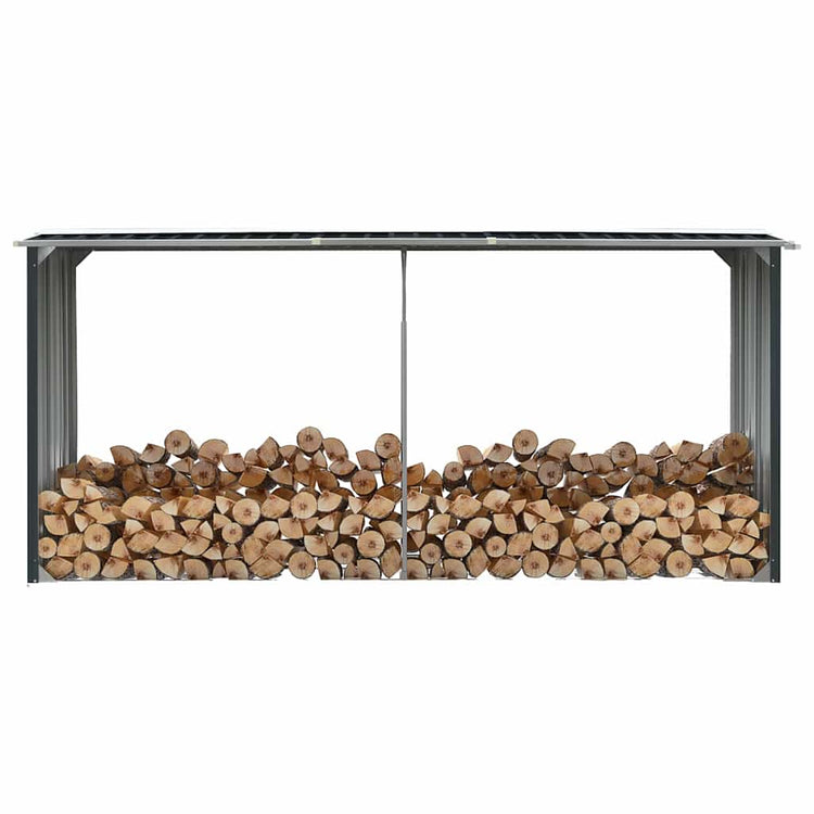 Vidaxl Firewood Shed 330x92x153 cm Anthracite en acier galvanisé