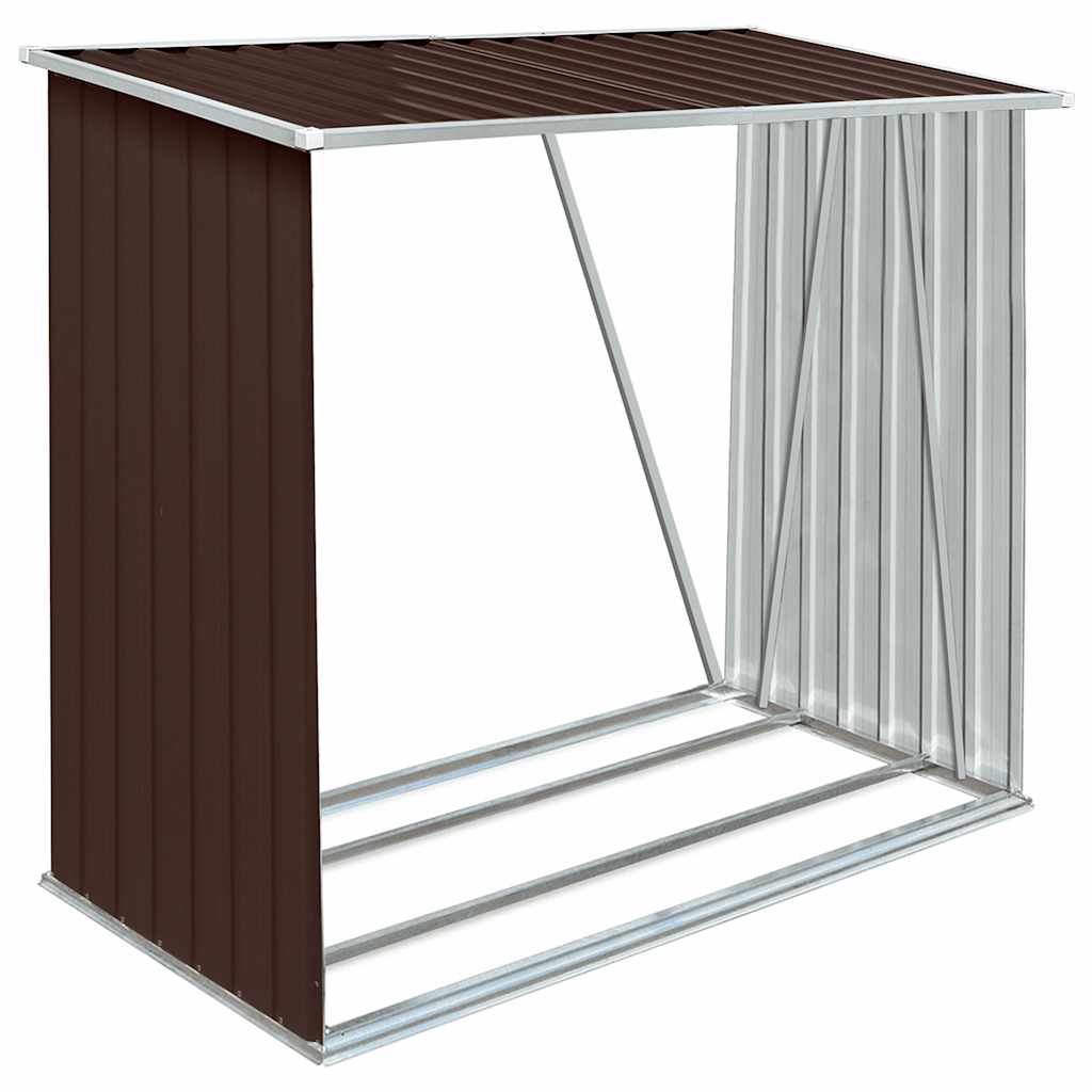 Vidaxl Hangar de bois de chauffage 163x83x154 cm brun en acier galvanisé