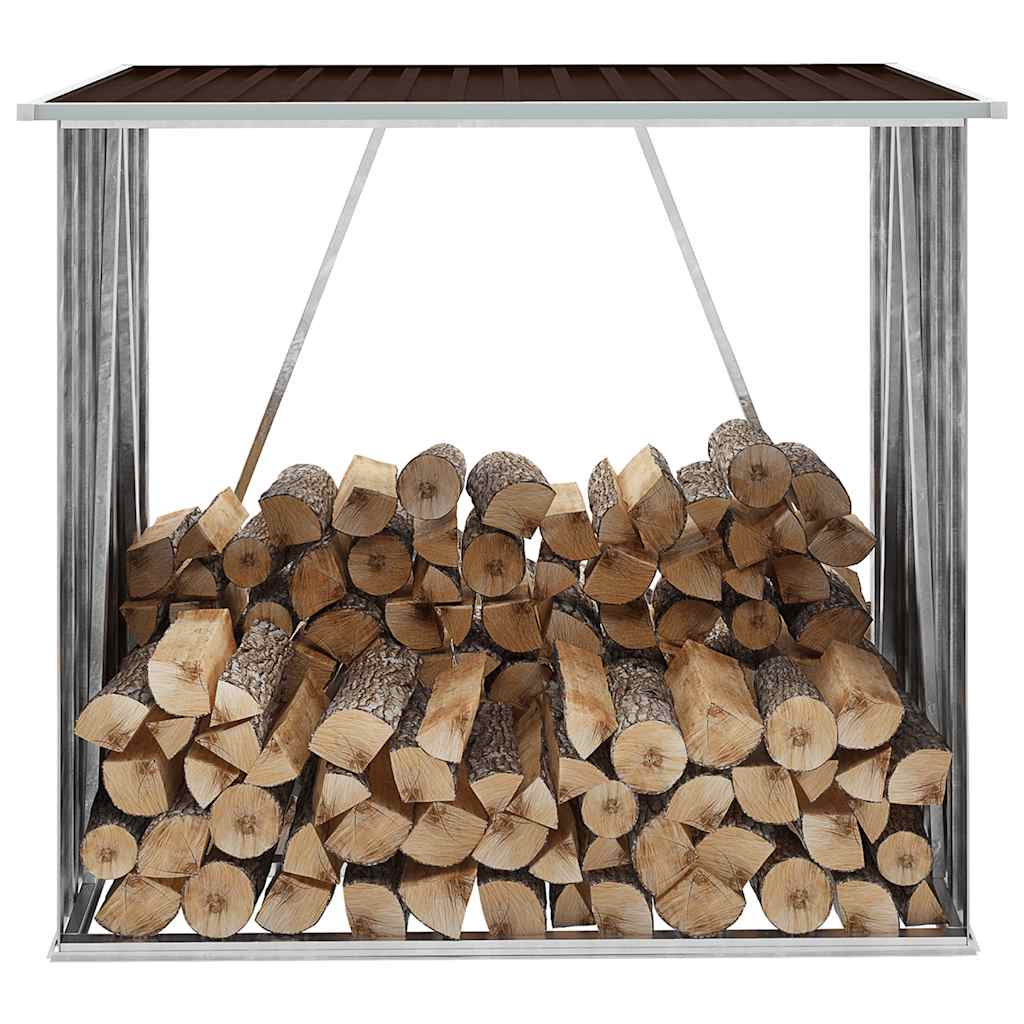 Vidaxl Hangar de bois de chauffage 163x83x154 cm brun en acier galvanisé