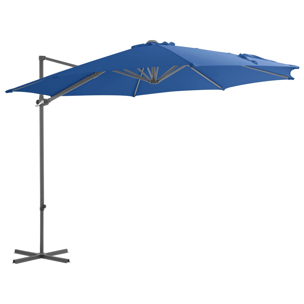 Parasol flottant vidaxl avec poteau en acier 300 cm bleu azure
