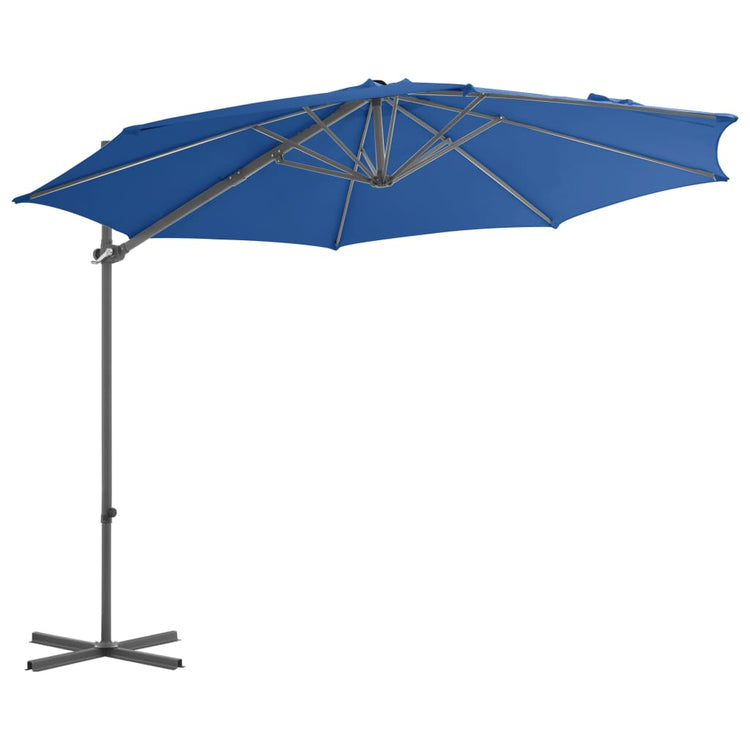 Parasol flottant vidaxl avec poteau en acier 300 cm bleu azure