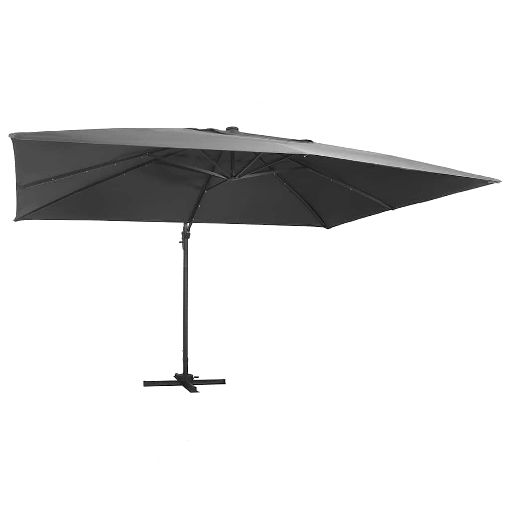 Vidaxl Parasol flottant avec un poteau LED et en aluminium 400x300 cm anthracite