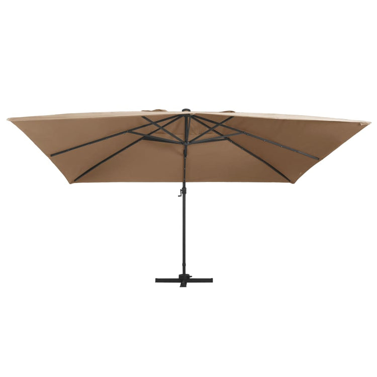 Parasol flottant vidaxl avec pôle LED et en aluminium 400x300 cm taupe
