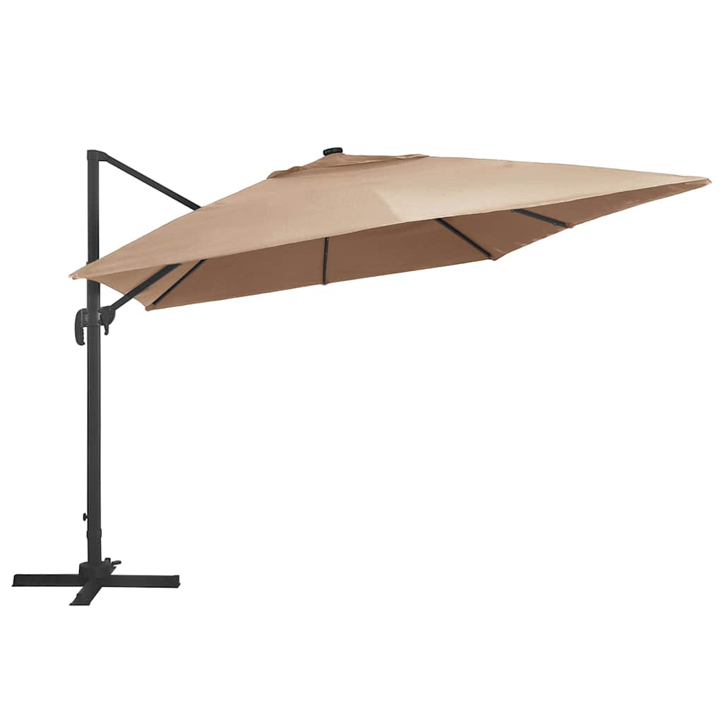 Parasol flottant vidaxl avec pôle LED et en aluminium 400x300 cm taupe