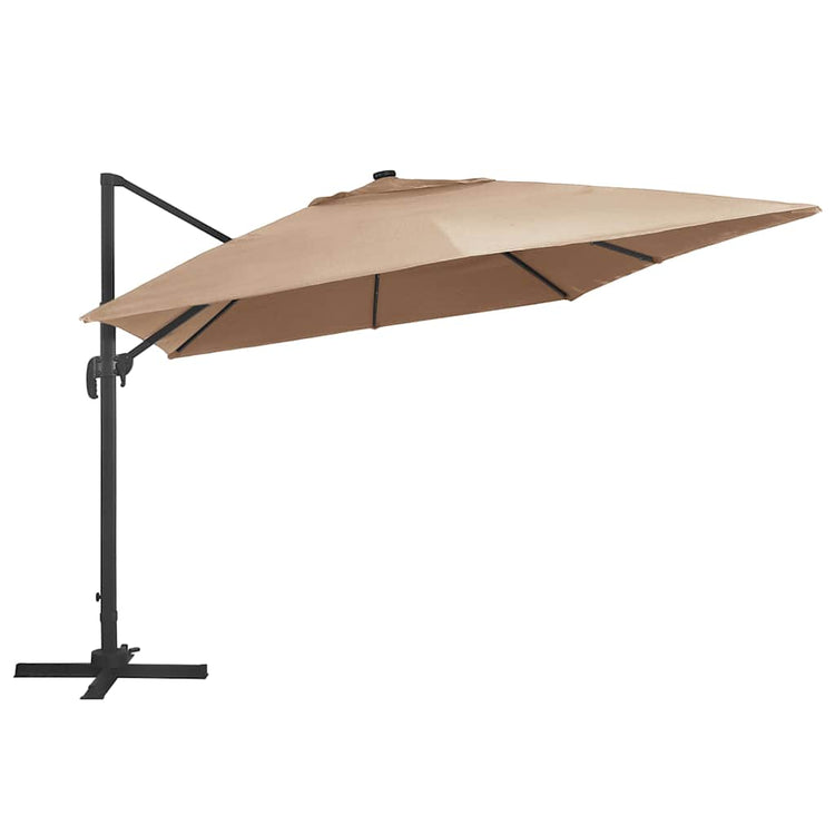 Parasol flottant vidaxl avec pôle LED et en aluminium 400x300 cm taupe