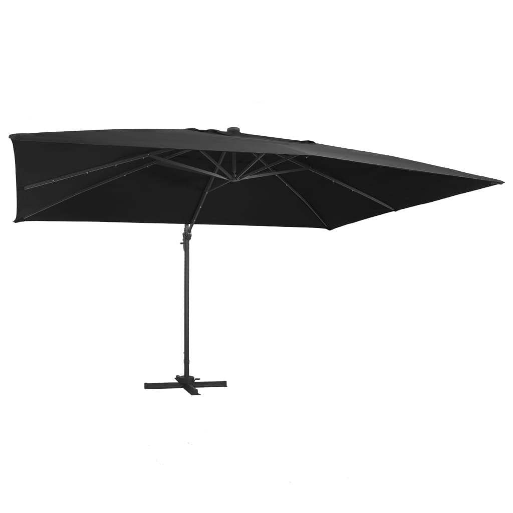 Parasol flottant vidaxl avec éclairage LED et poteau 400x300 cm noir
