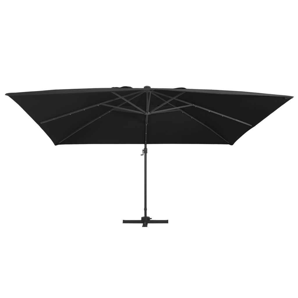 Parasol flottant vidaxl avec éclairage LED et poteau 400x300 cm noir