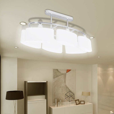 Vidaxl Plafond Lampe avec hottes en verre en forme d'ellipse 2 St E14