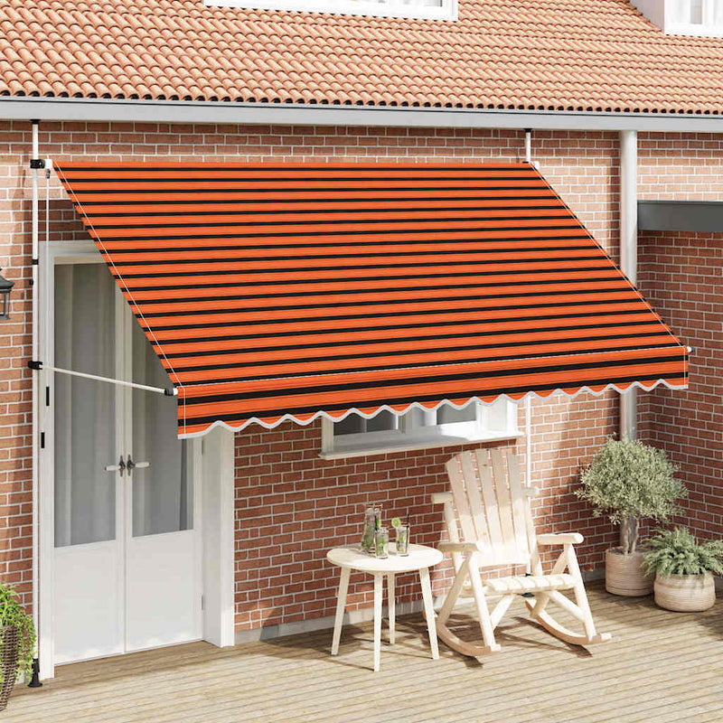 Vidaxl luifel extensible manuellement 350 cm orange et brun