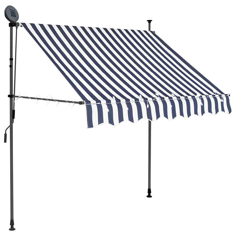 Vidaxl luifel extensible manuellement avec LED 100 cm bleu et blanc