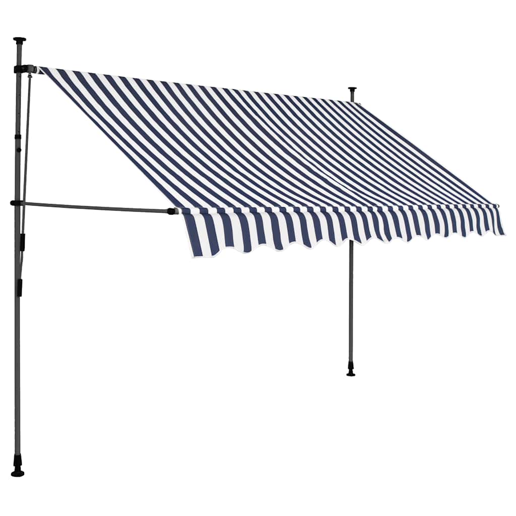 Vidaxl luifel extensible manuellement avec LED 250 cm bleu et blanc