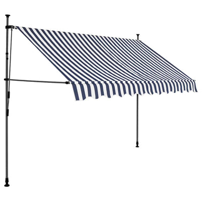 Vidaxl luifel extensible manuellement avec LED 250 cm bleu et blanc