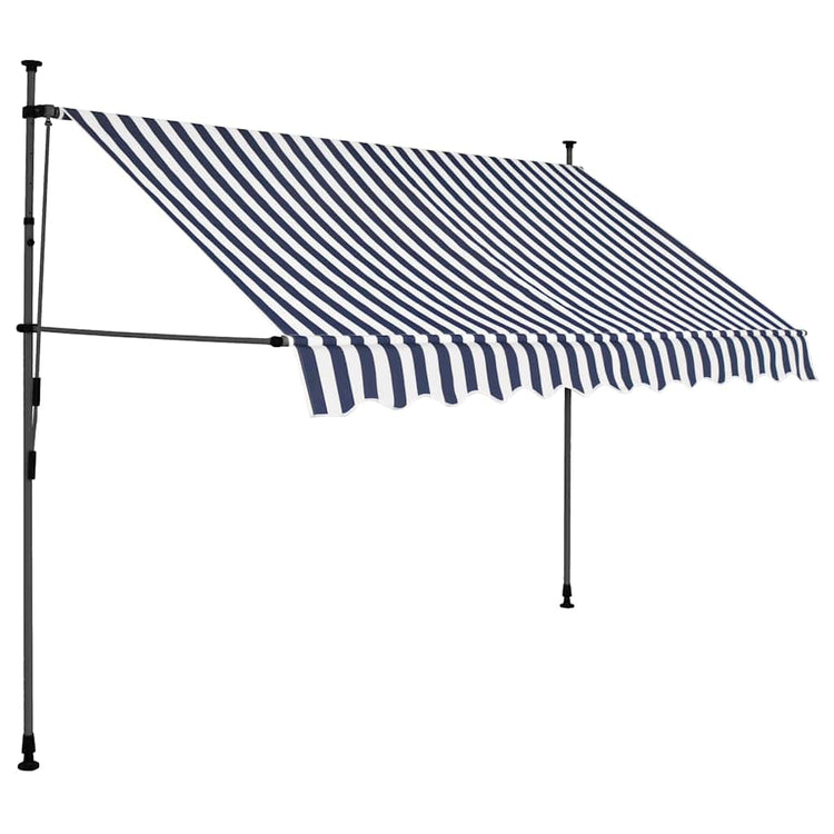 Vidaxl luifel extensible manuellement avec LED 250 cm bleu et blanc