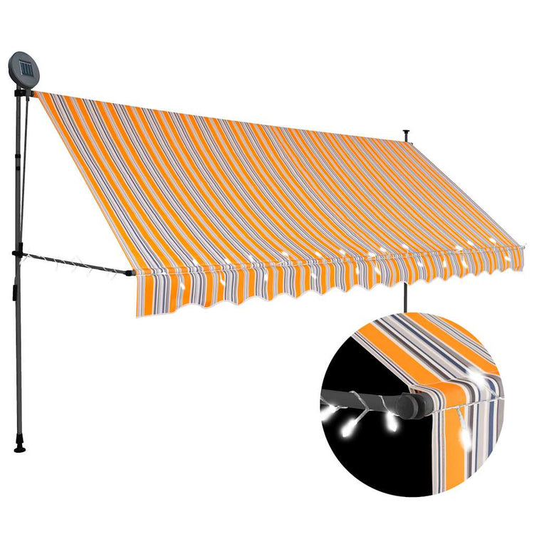 Vidaxl luifel extensible manuellement avec LED 350 cm jaune et bleu
