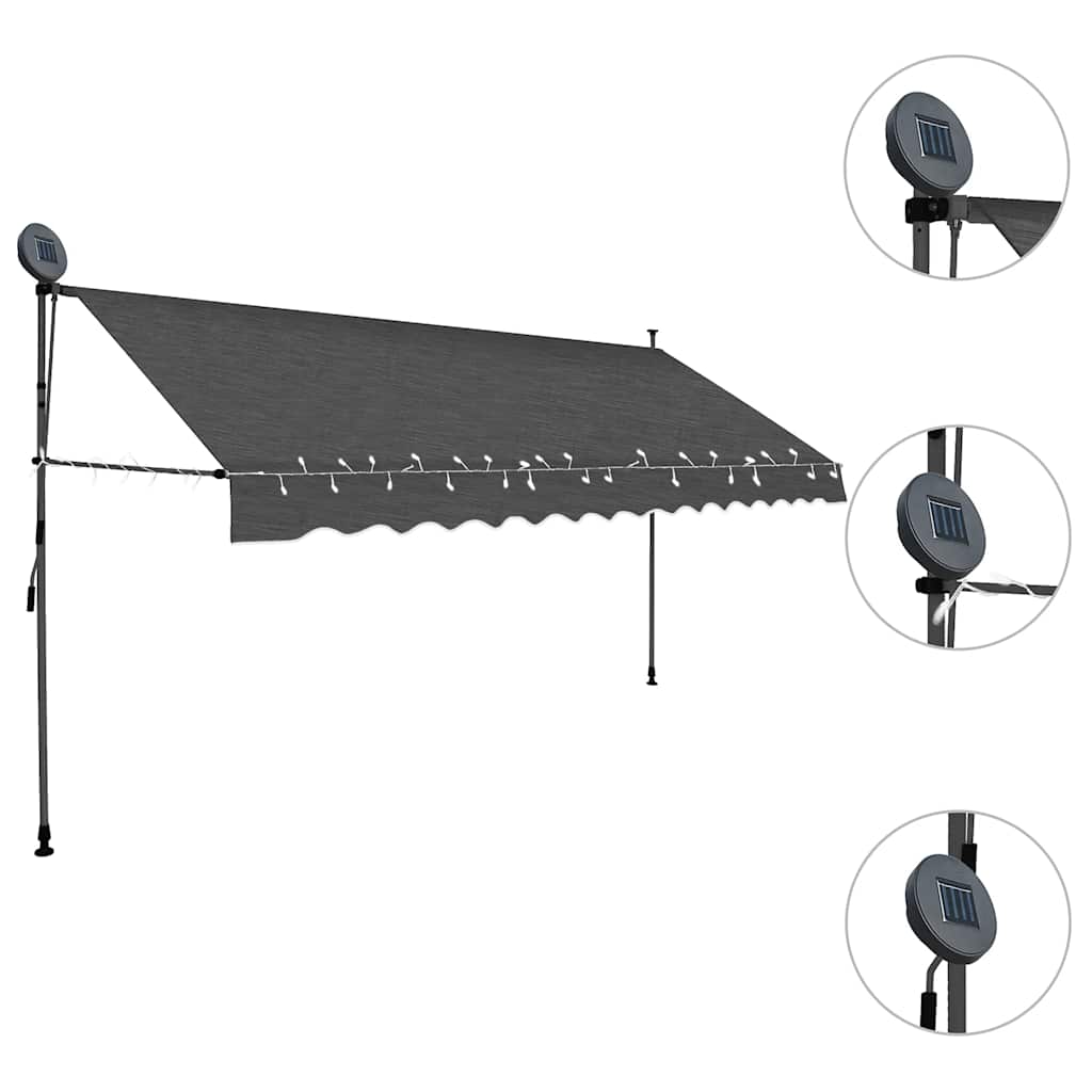 Vidaxl Luifel extensible manuellement avec une LED 350 cm anthracite -colored