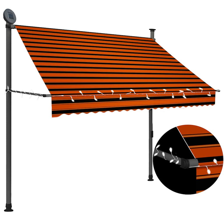 Vidaxl luifel extensible manuellement avec LED 200 cm orange et brun