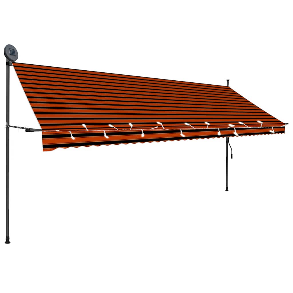 Vidaxl Luifel extensible manuellement avec LED 400 cm orange et brun