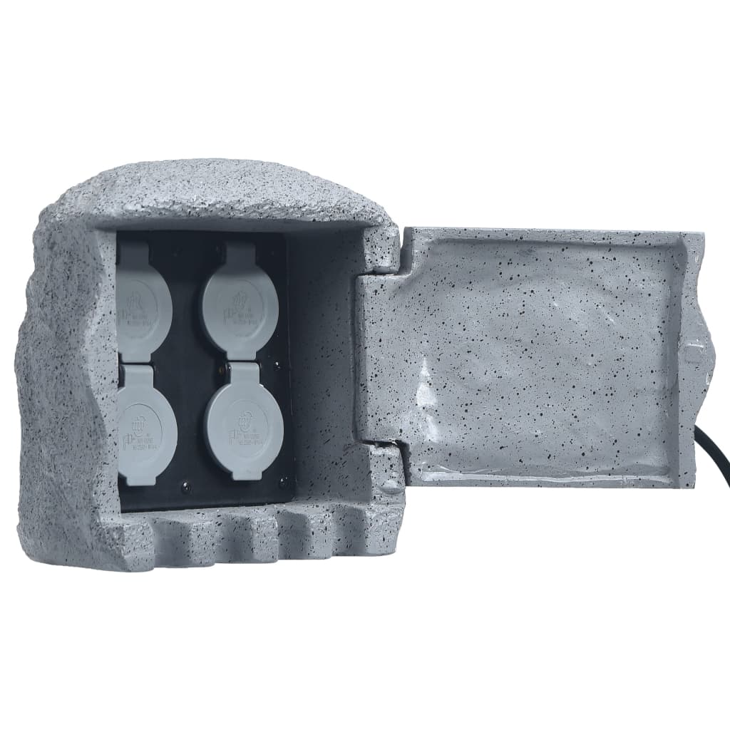 Vidaxl Garden Stop Contact 4 Entrée Remote Contrôle Polyresin Gray