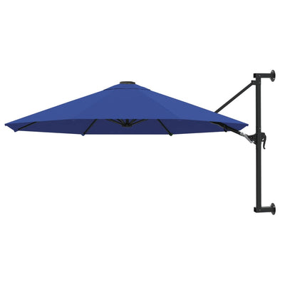 Parasol mural vidaxl avec poteau en métal 300 cm bleu
