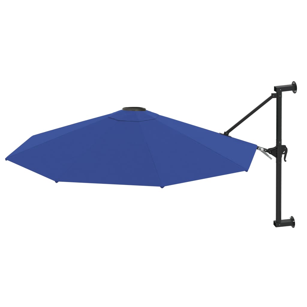 Parasol mural vidaxl avec poteau en métal 300 cm bleu