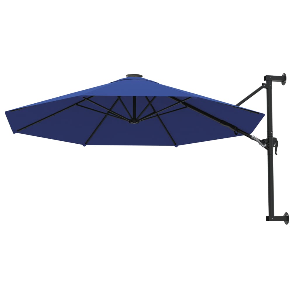 Parasol mural vidaxl avec poteau en métal 300 cm bleu