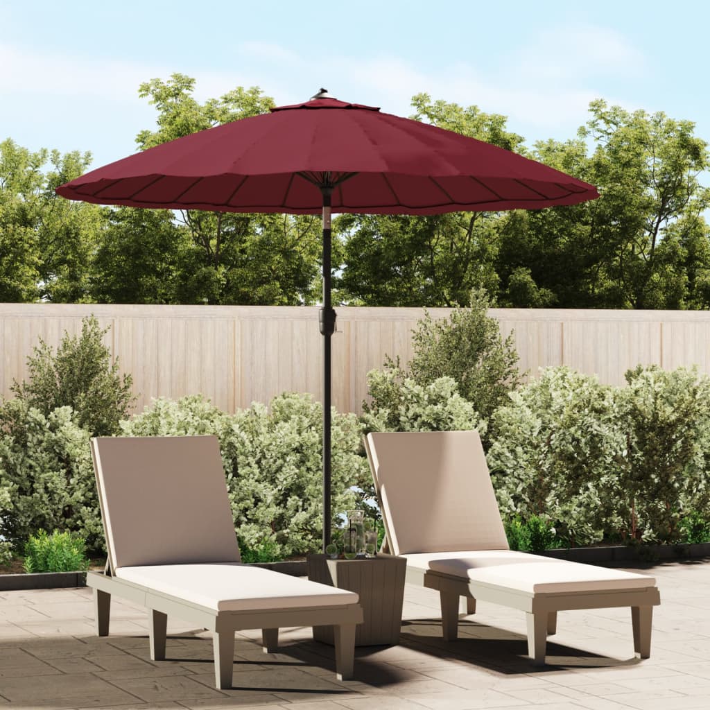 Parasol vidaxl avec poteau en aluminium 270 cm Bordeaux rouge