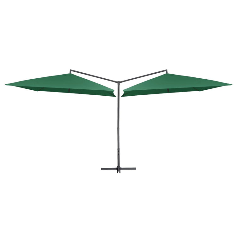 Vidaxl parasol double avec poteau en acier 250x250 cm vert