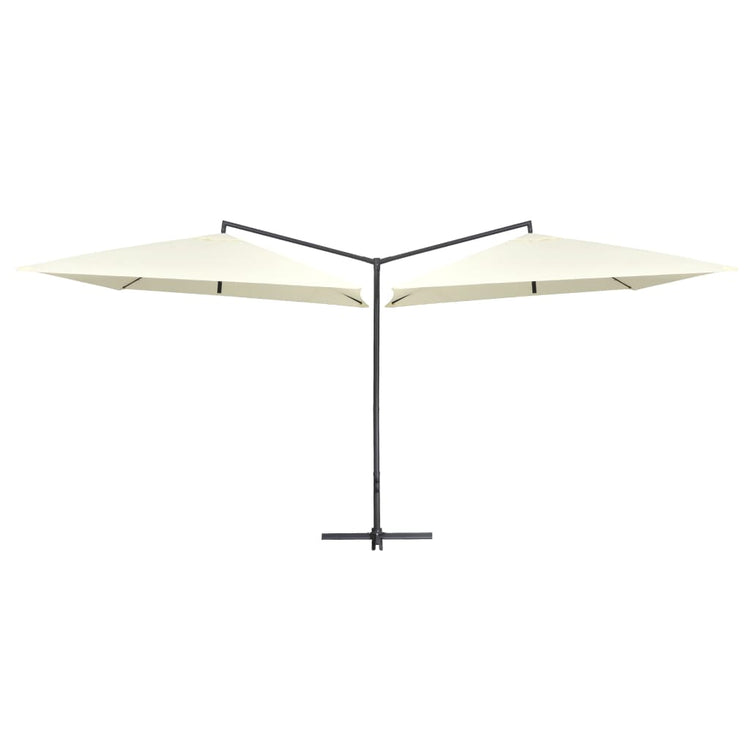 Vidaxl parasol double avec poteau en acier 250x250 cm blanc