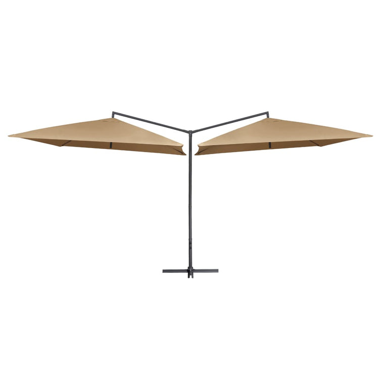 Vidaxl parasol double avec poteau en acier 250x250 cm taupe