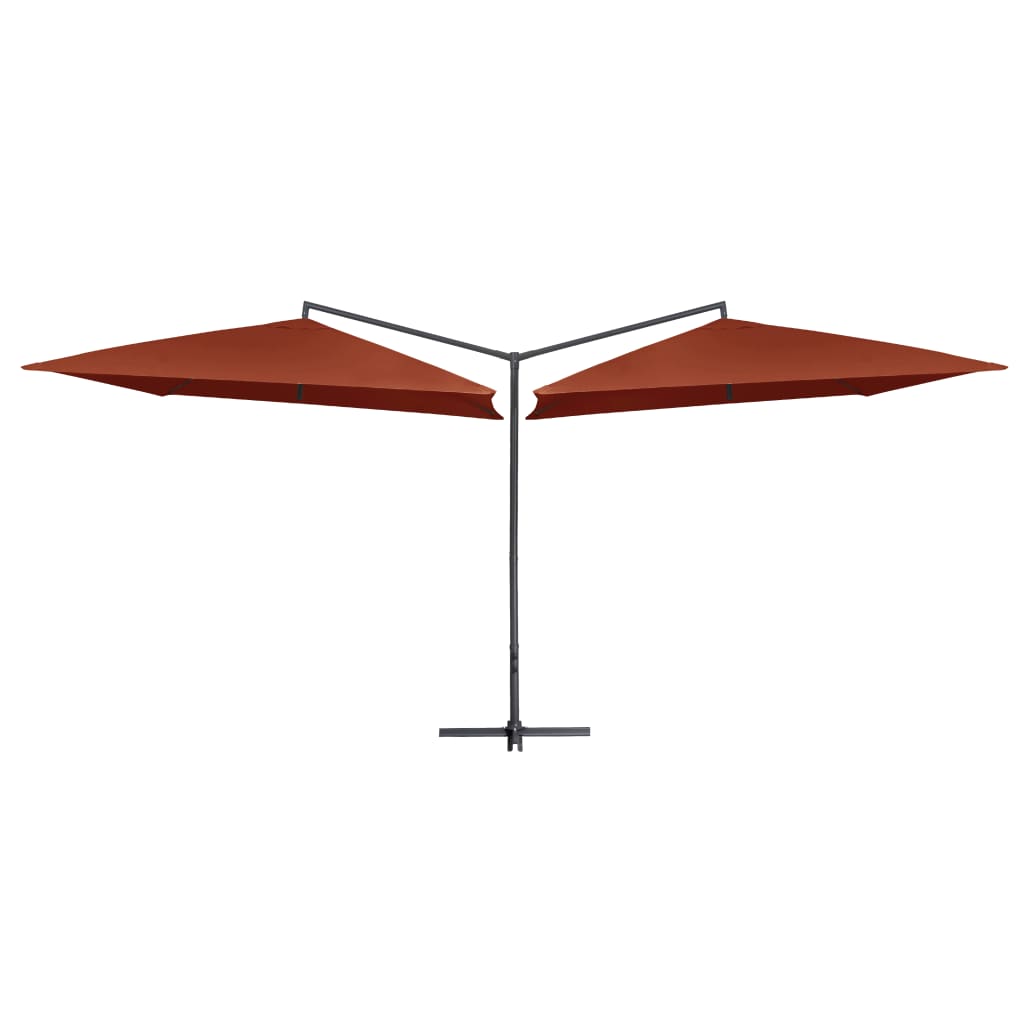 Vidaxl parasol double avec poteau en acier 250x250 cm en terre cuite -colored