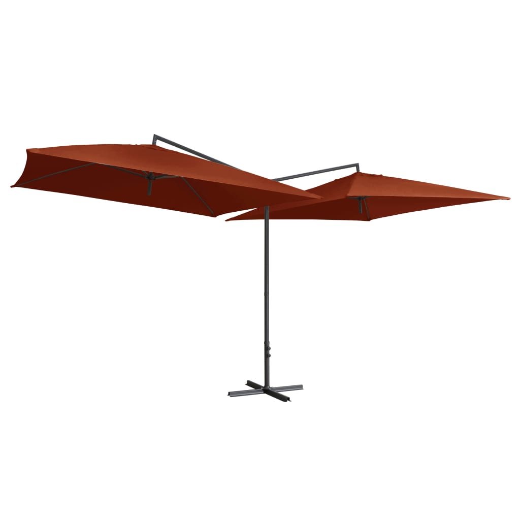 Vidaxl parasol double avec poteau en acier 250x250 cm en terre cuite -colored