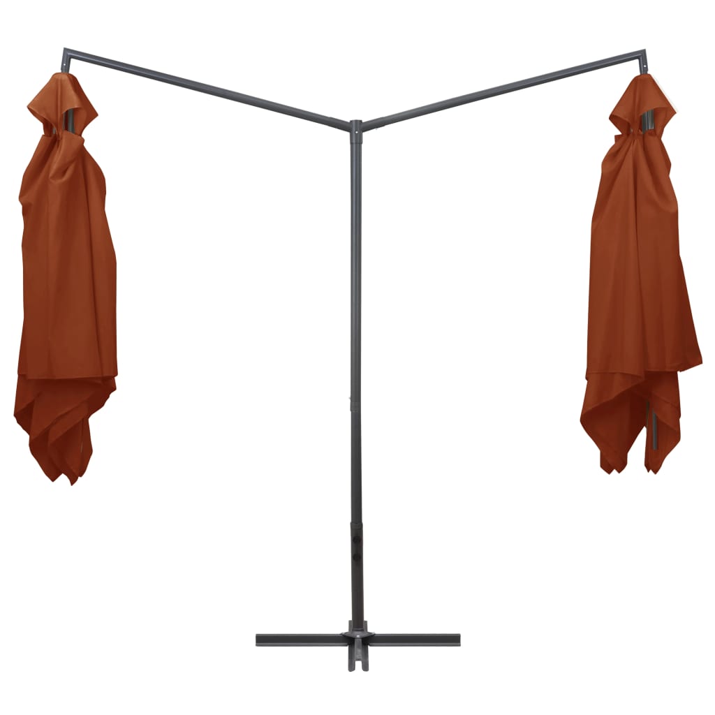 Vidaxl parasol double avec poteau en acier 250x250 cm en terre cuite -colored