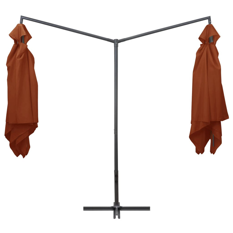 Vidaxl parasol double avec poteau en acier 250x250 cm en terre cuite -colored