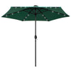Parasol vidaxl avec éclairage LED et poteau en aluminium 270 cm vert