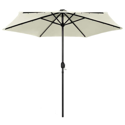 Parasol vidaxl avec éclairage LED et poteau en aluminium 270 cm sableux blanc