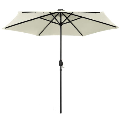 Parasol vidaxl avec éclairage LED et poteau en aluminium 270 cm sableux blanc