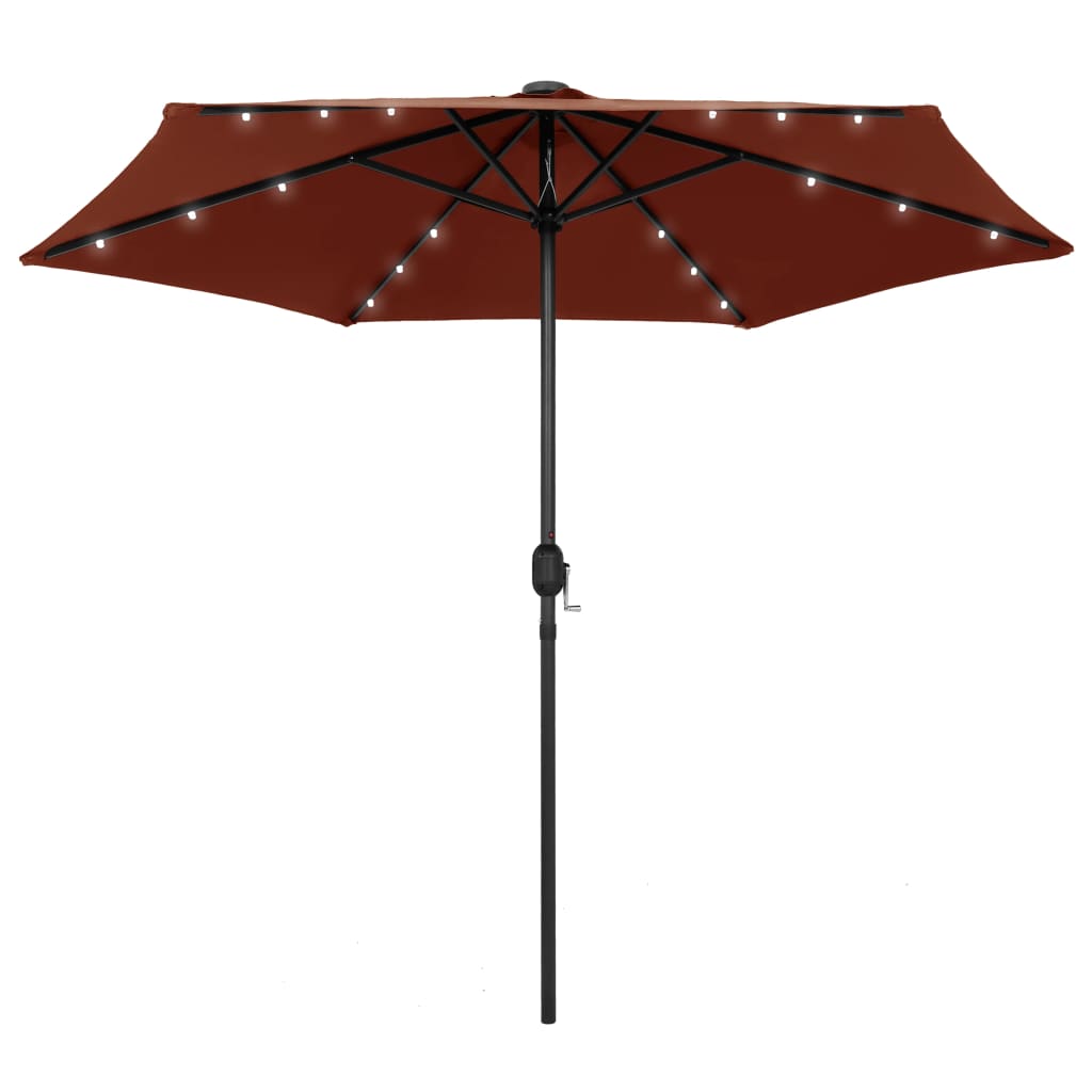 Parasol vidaxl avec éclairage LED et poteau en aluminium 270 cm terre casse