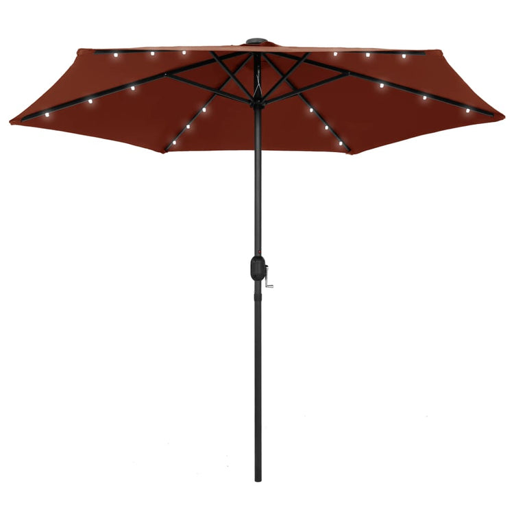 Parasol vidaxl avec éclairage LED et poteau en aluminium 270 cm terre casse