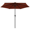 Parasol vidaxl avec éclairage LED et poteau en aluminium 270 cm terre casse
