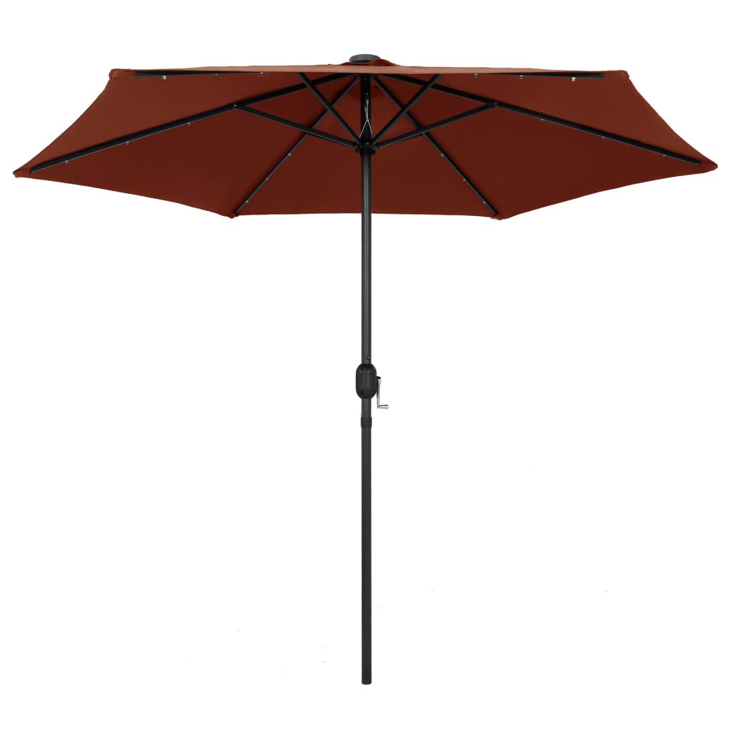 Parasol vidaxl avec éclairage LED et poteau en aluminium 270 cm terre casse