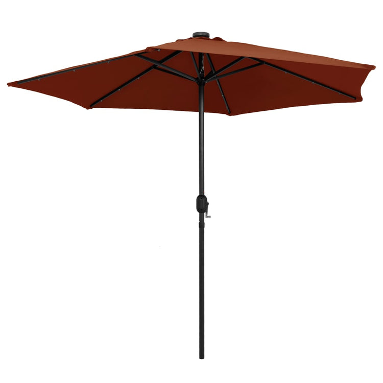 Parasol vidaxl avec éclairage LED et poteau en aluminium 270 cm terre casse