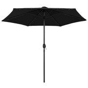 Parasol vidaxl avec éclairage LED et poteau en aluminium 270 cm noir - afbeelding 2